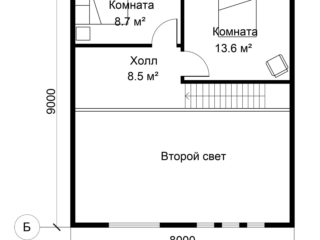 Проект каркасного дома ЭльБрус КД-037 - Планировка 2-ого этажа Проект каркасного дома ЭльБрус КД-037 - Планировка 2-ого этажа