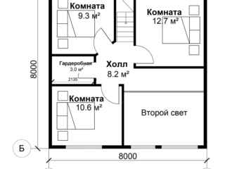 Проект каркасного дома ЭльБрус КД 041 - План 2-ого этажа Проект каркасного дома ЭльБрус КД 041 - План 2-ого этажа